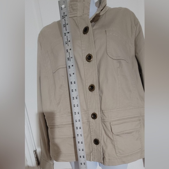 EARTHY KHAKI CASUAL COAT PETITE CAN BE WORN FOR ANY OCASION CHARTER CLUB SZ L - Picture 5 of 7